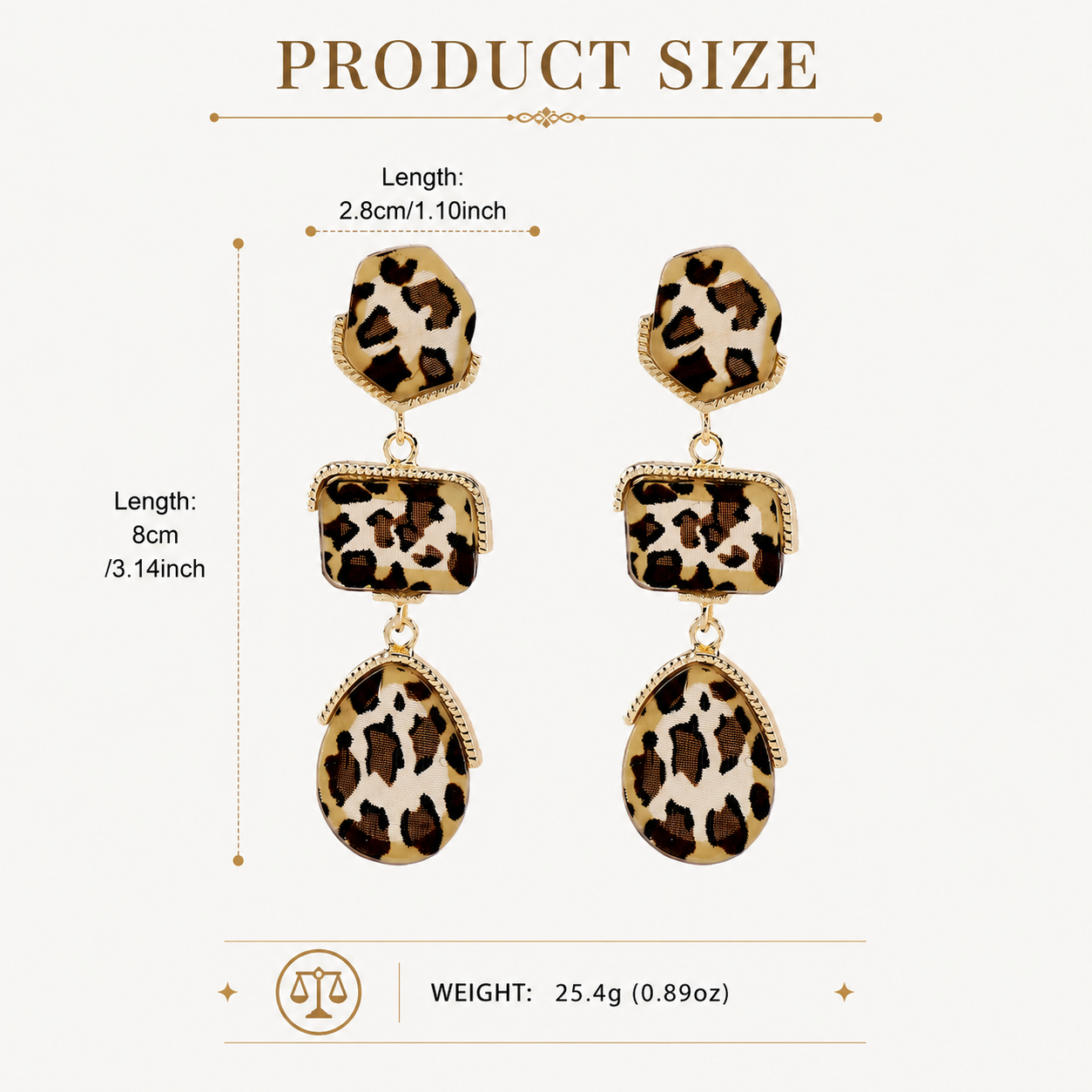 Leopard Print Statement Earrings | Bold Geometric Dangle Earrings for Women | Lightweight Fashion Jewelry Gift