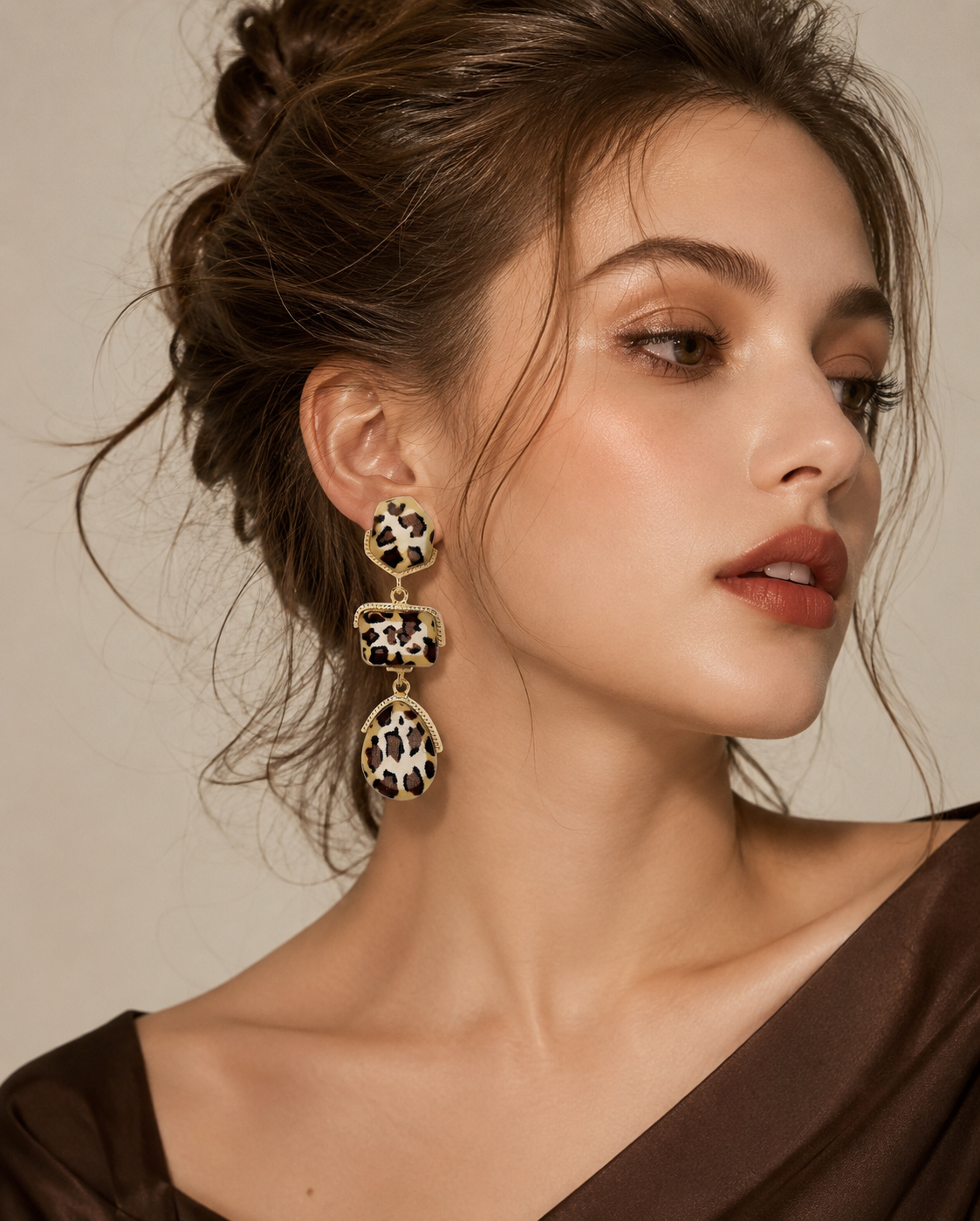 Leopard Print Statement Earrings | Bold Geometric Dangle Earrings for Women | Lightweight Fashion Jewelry Gift