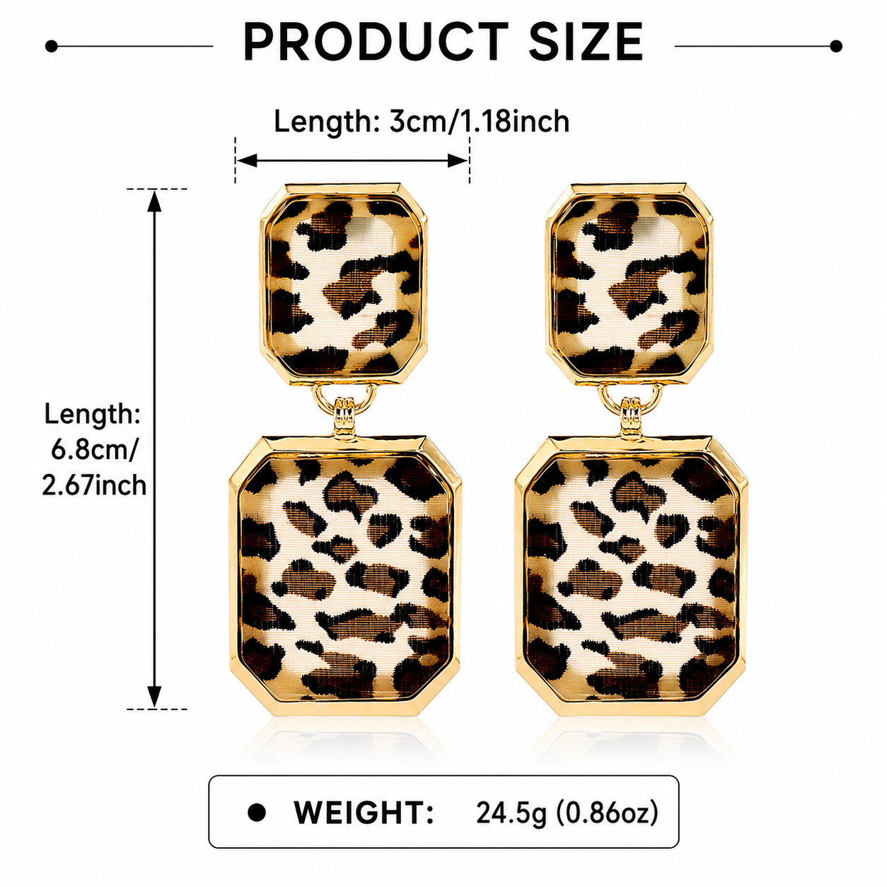 Leopard Print Statement Earrings | Bold Geometric Dangle Earrings for Women | Lightweight Fashion Jewelry Gift