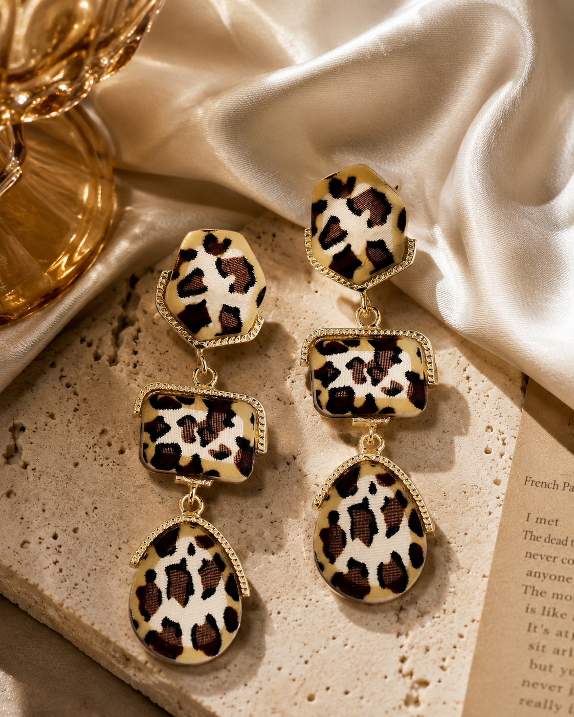 Leopard Print Statement Earrings | Bold Geometric Dangle Earrings for Women | Lightweight Fashion Jewelry Gift